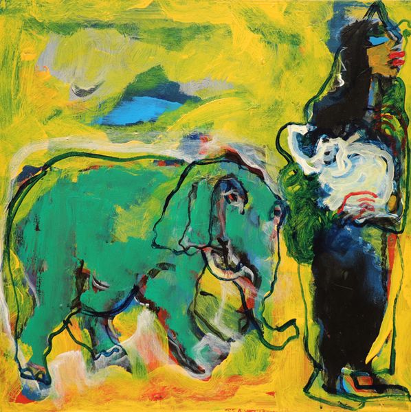 Asaad ARABI (1941) "Elephant vert" hst 60x60