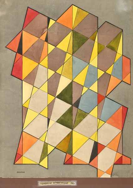 Fernand DAUCHOT (Dit Daucho) (1898-1982) "Recherche géométrique 1959" aq gouachée sbg 64x48