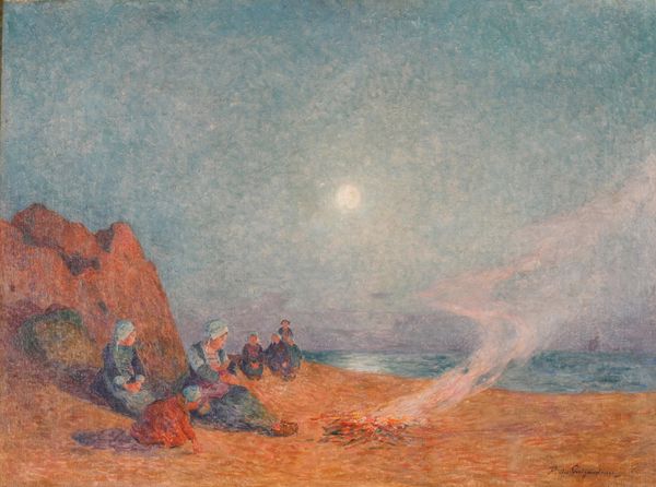 Ferdinand Loyen Du PUIGAUDEAU (1864-1930) "Le Pouldu le feu sur la plage"
