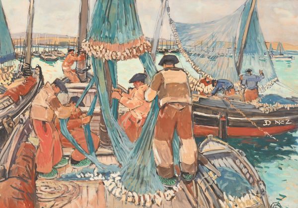 Mathurin MEHEUT (1882- 1958), "Les filets bleus"