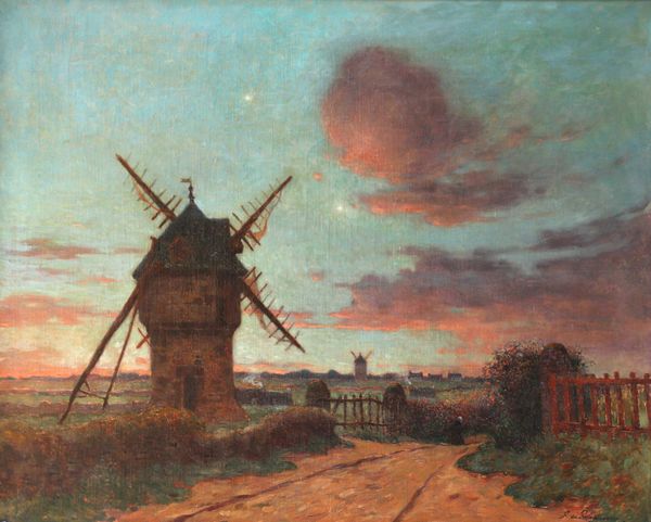 Ferdinand Loyen Du PUIGAUDEAU (1864-1930) "Environs du Croisic, clair de lune aux deux moulins"