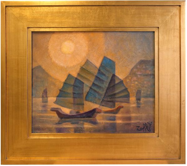 Louis TOFFOLI (1907-1999) "Les collines dans la baie" huile sur toile signée en bas droite 60 x 73 cm. Figure au catalogue raisonné du peintre, Tome 2, page 292, n° 2802