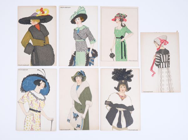 Mela KÖHLER (1885-1960) "Elegantes" 7 cartes lithographiques. Wiener Werkstätte 584 à 590