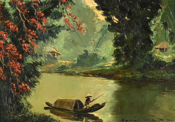 Henri MEGE (1904-1984) "Paysage fluvial vietnamien" hsi sbd 15x22