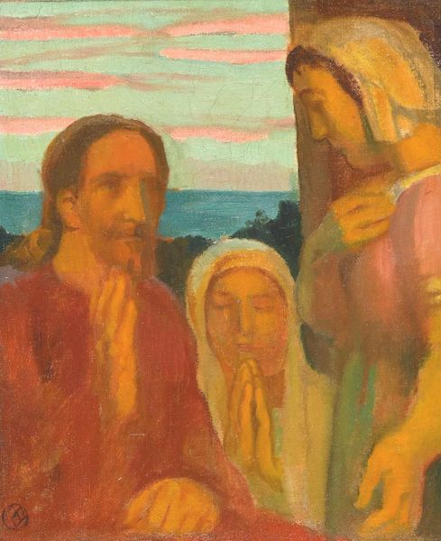 Maurice DENIS (1870-1943) "Marthe et sa soeur recevant Jésus sur la terrasse de Silencio à Perros Guirec" hst mbg 37x30