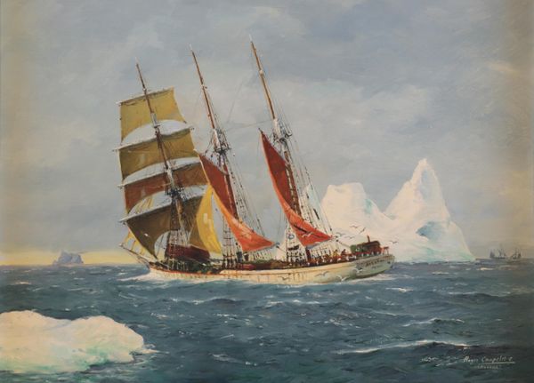 Roger CHAPELET (1903-1995) «L’Angélus, voilier trois mâts arisé entre les icebergs»