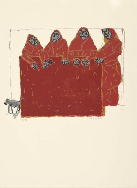 François DILASSER (1926-2012) "Les régentes rouges" lithographie sbd et numérotée "2/45" en bas à gauche 64x49,5
