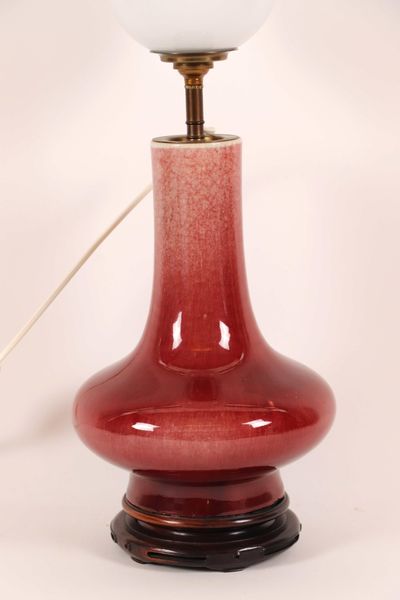 Vase sang de bœuf monté lampe
