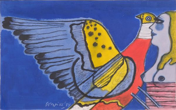 CORNEILLE (1922-2010) "La femme oiseau" gouache signée bas gauche datée 1984 21 x 34 cm