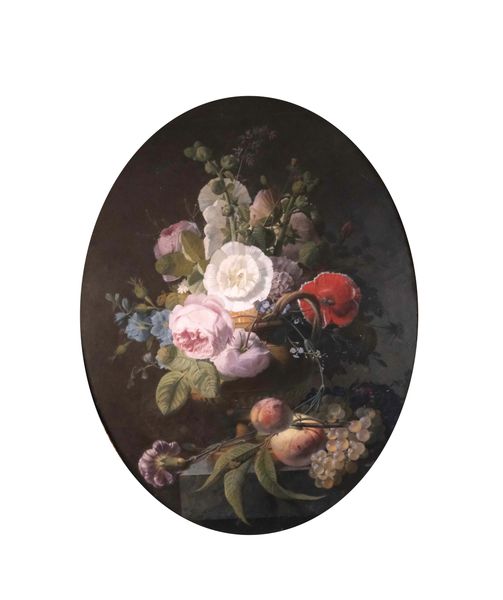 Jean-Louis PREVOST (1760-1810) "Vase de fleurs et fruits sur entablement" et "Fruits et fleurs sur un entablement"