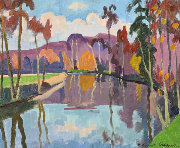 Maurice CHAPUIS (1922-2010) "Automne sur le canal" hst sbd 54x65