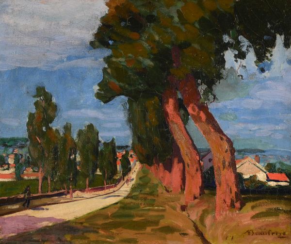 Adolphe BEAUFRERE (1876-1960) "Chemin ensoleillé sous les arbres"