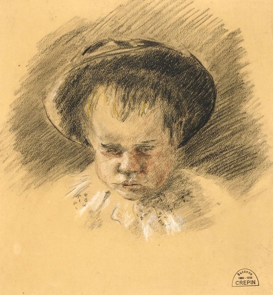 Suzanne CREPIN (1880-1956) "Tête de petit breton au chapeau" crayon craie sanguine cabd 32x30