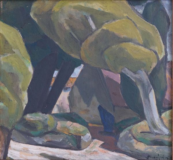 Adolphe Marie BEAUFRERE (1876-1960) "A l'ombre des arbres" huile sur panneau signée bas droite 25.5 x 27.5 cm