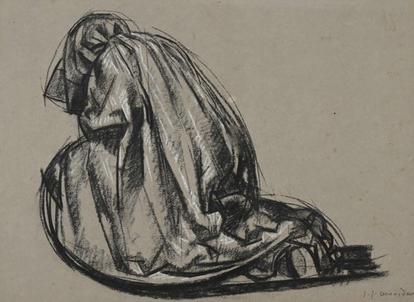 Jean-Julien LEMORDANT (1878-1968), « Sous le vent », Crayon gras signé en bas à gauche, 50 x 60 cm