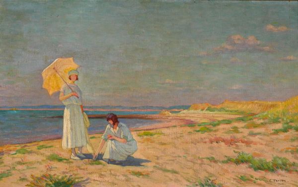 Charles PERRON (1893-1958), "Elégante et l'ombrelle", huile sur toile signée bas droite datée 1923 – 38x61