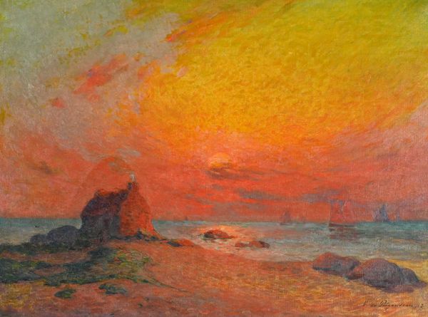 Ferdinand LOYEN DU PUIGAUDEAU (1864-1930) "Coucher de soleil devant la maison du Douanier"