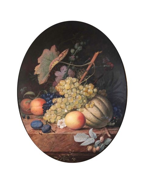 Jean-Louis PREVOST (1760-1810) "Vase de fleurs et fruits sur entablement" et "Fruits et fleurs sur un entablement"