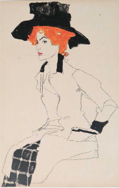 Egon SCHIELE (1890-1918) "Femme rousse" 1910 très rare carte lithographique - WIENER WERKSTATTE n°289 - 14 x 9 cm
