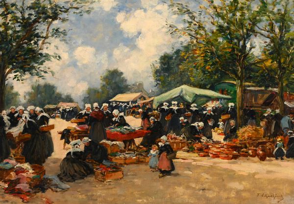 Fernand LEGOUT-GERARD (1854-1924) "Deux fillettes au marché breton"